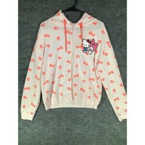 Hello Kitty & Friends Zip Hoodie Women’s M Pink Hearts Sanrio My Melody
